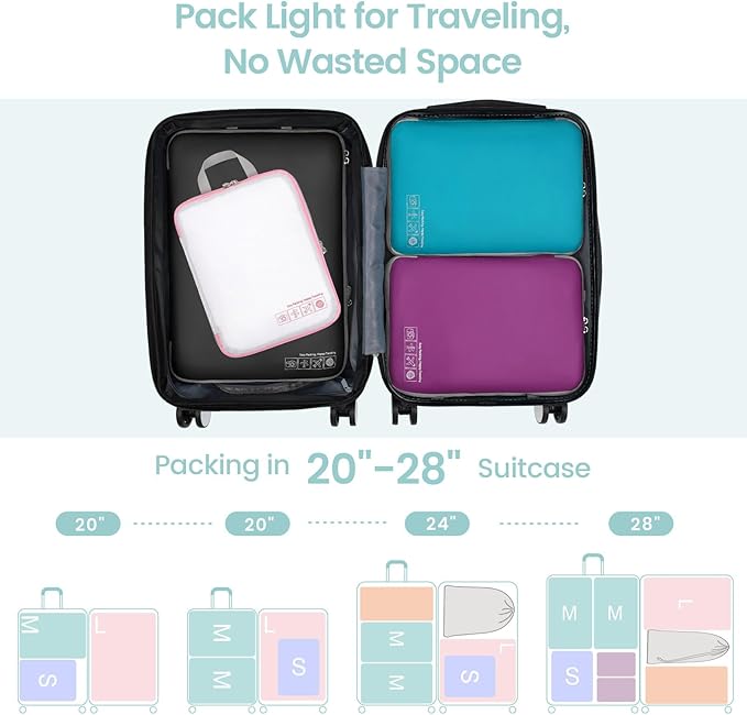 Cambond Compression Packing Cubes for Travel Women - Travel Bags Luggage Organizers Travel Essentials Compression Cubes for Travel Carry on Suitcases Organizer