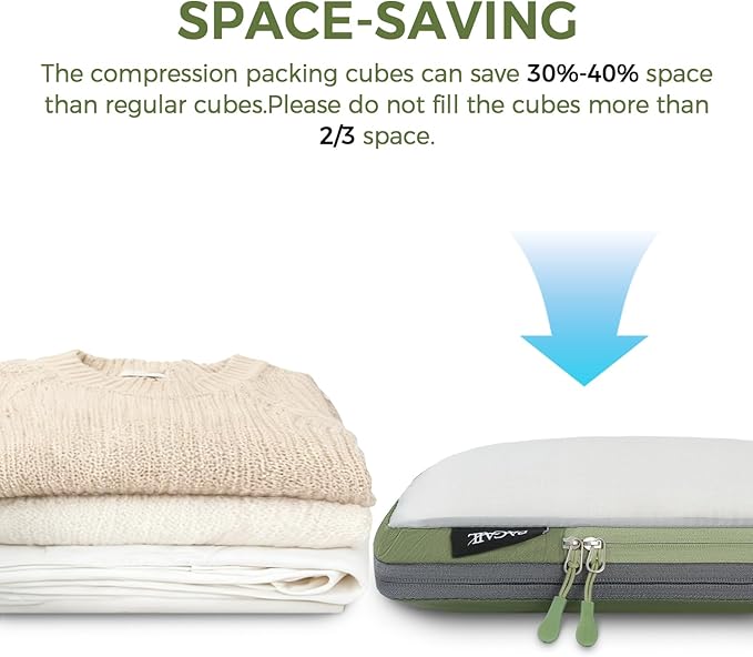 BAGAIL 6 Set Ultralight Compression Packing Cubes Packing Organizer for Travel Accessories Luggage Suitcase Backpack