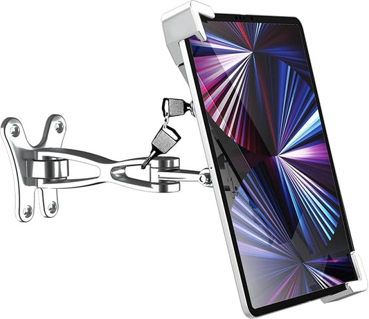Anti Theft Tablet Stand, Security Tablet Holder with Lock, Lockable Tablet Mount for iPad, Galaxy Tab, E-Reader, Amazon Fire, More 7-11" Tablets (Wall)