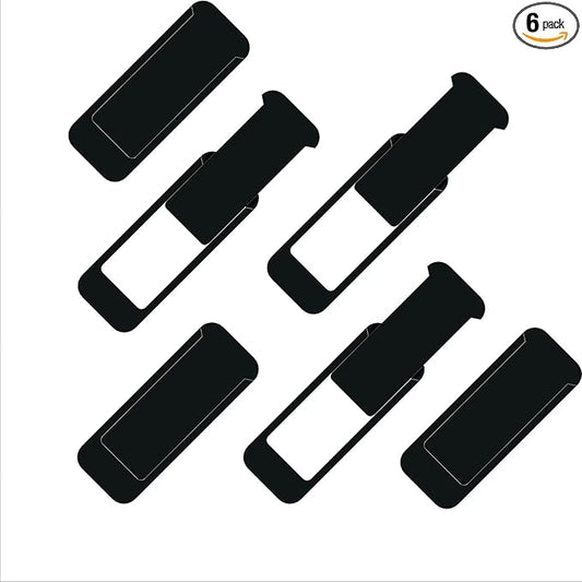 Laptop Camera Cover Slide, Webcam Cover Slide, Ultra-Thin, US Flag Pattern Design, 6 Pack Apply to Laptop, Tablet, MacBook Camera Cover Slide Protect Your Privacy (Black & 6-Pack)