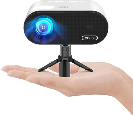 Mini Projector with WiFi and Bluetooth, VISSPL Full HD 1080P Projector, Portable Outdoor Projector with Tripod, Home Theater Movie Phone Projector Compatible with Android/iOS/Windows/TV Stick/HDMI/USB