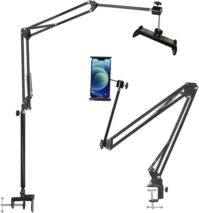 Tablet Stand Holder for Bed 13.77inch Height Increase,Desktop Folding Tablet Stand, Compatible with iPhone17/iPad,N-Switch,Kindle Fire or Other 4.5~12.9 inch Tablets,Reading,Watching