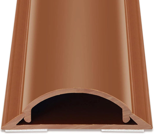 Cord Hider Floor 34in (2X L17in), Large Capacity Floor Cord Cover, Hard PVC Wire Cover, Cable Management Floor, Brown, Cord Cavity - 1.1"(W) x 0.4"(H)