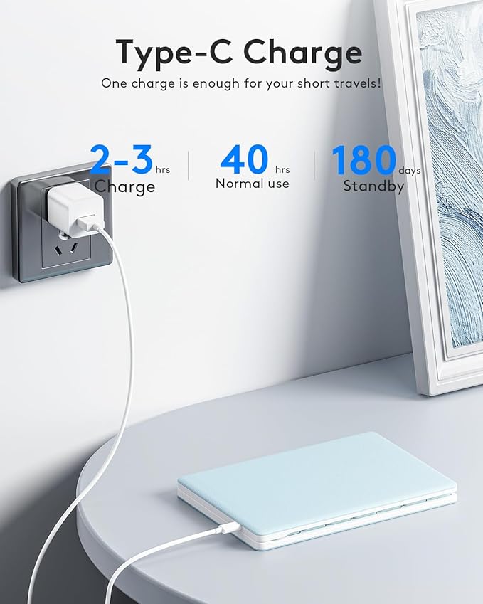 Samsers Bluetooth Foldable Keyboard, Wireless Portable Folding Keyboard, Full-Size Ultra-Slim Rechargeable Connect Up to 3 Devices for iOS Android Windows Phone Tablet and Laptop, Blue