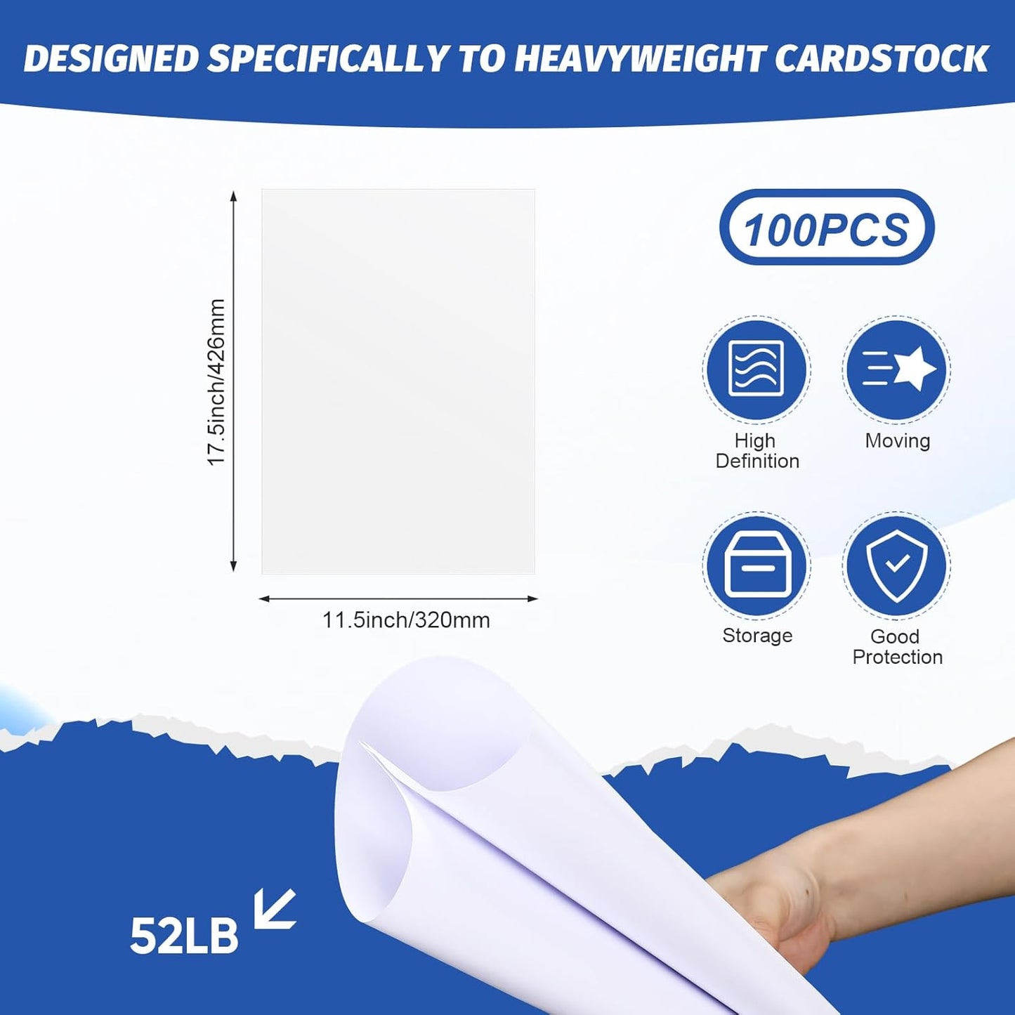 100 Pcs Printer Paper 11 x 17 Inch Copy Paper 52 lb Glossy Paper Heavy Weight Cardstock Tabloid Paper Heavy Card Stock for Presentation Laser Back to School Office Supplies(White)