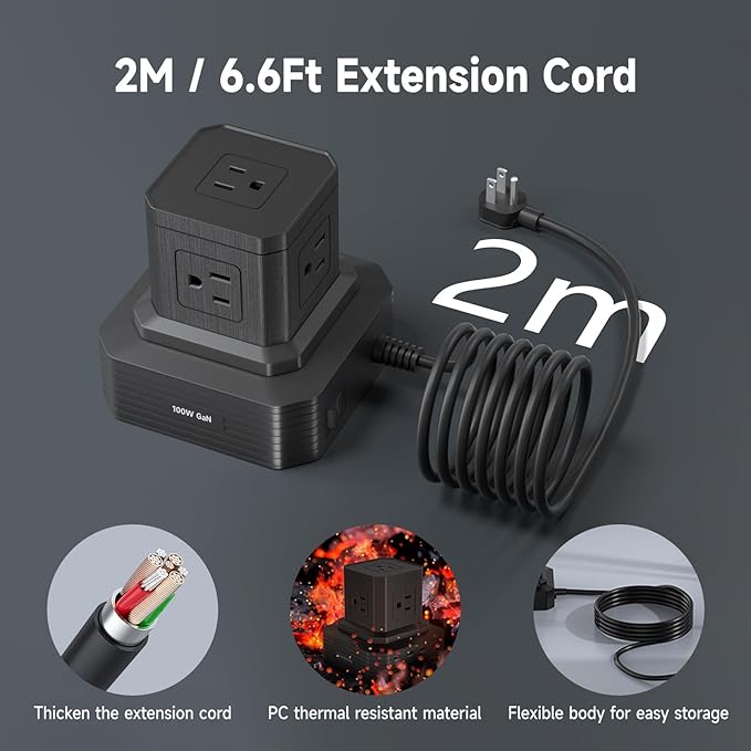 100W USB C Charging Station 13-in-1 Surge Protector Power Strip with 4 PD USB-C & 4 USB-A Ports, Adapt to MacBook Pro/Air, iPhone 15/14, iPad, and Multi-Device Office and Home Chargers