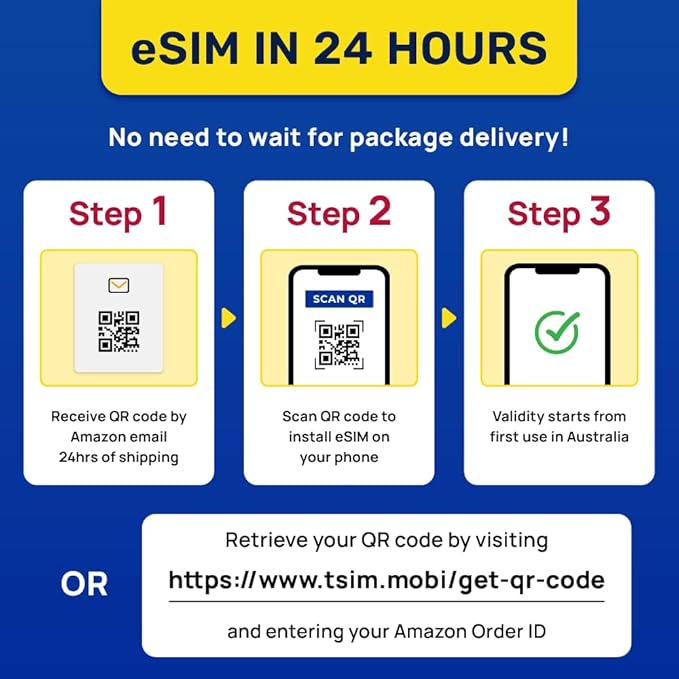 Australia eSIM | 5GB Super Economy Refillable Plan! QR Code Sent via Email in 24Hrs - Scan & Use Immediately | Auto Activating 30 Day Validity | Hotspot Allowed | Data-Only No Phone Number