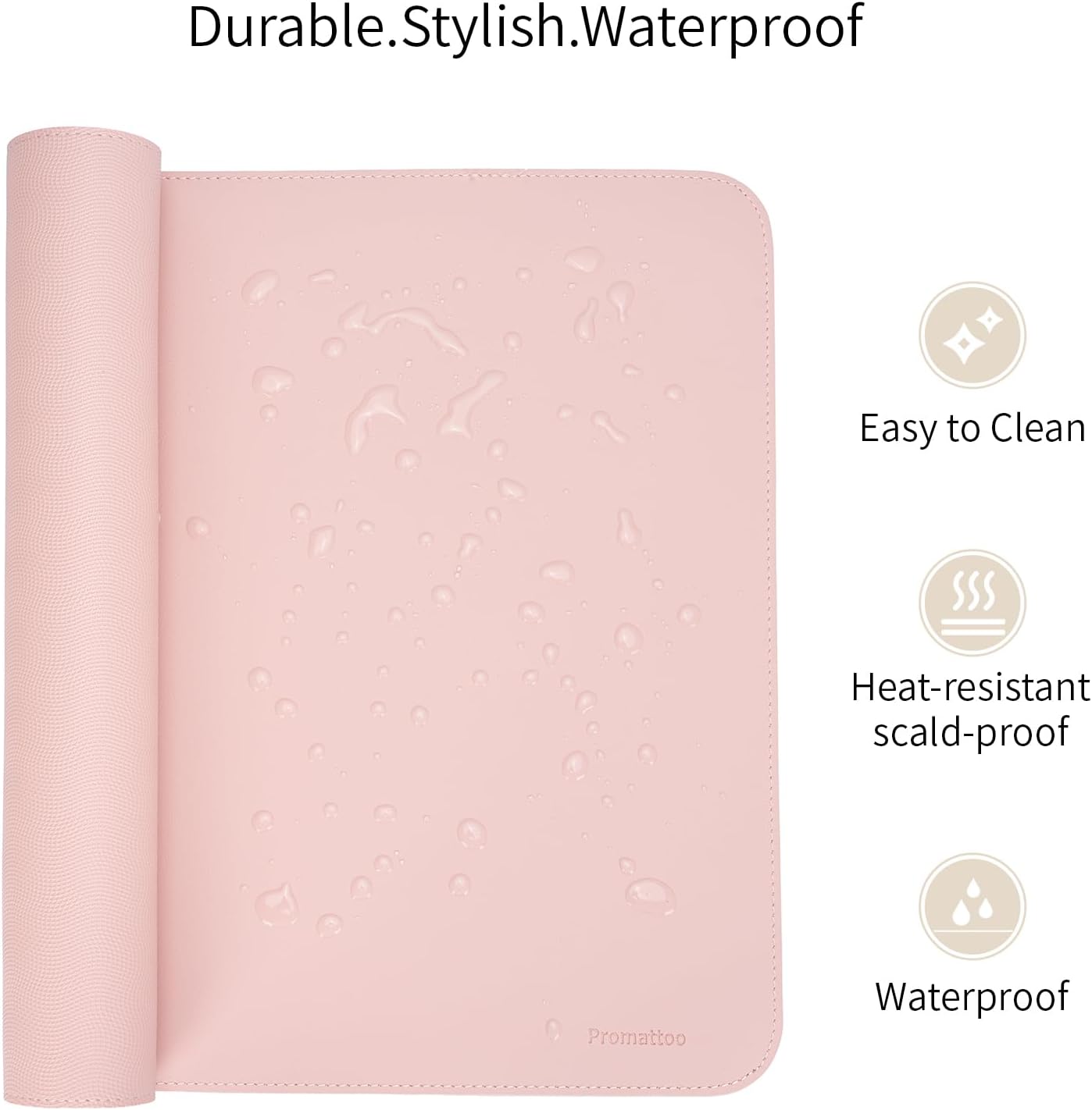 Oversized Non-Slip Desk Pad Protector – Grips Desk Firmly, Anti-Slip Like You've Never Seen! Vegan Leather Waterproof Laptop Mat for Keyboard & Mouse – Large Office Pad– Sakura Pink