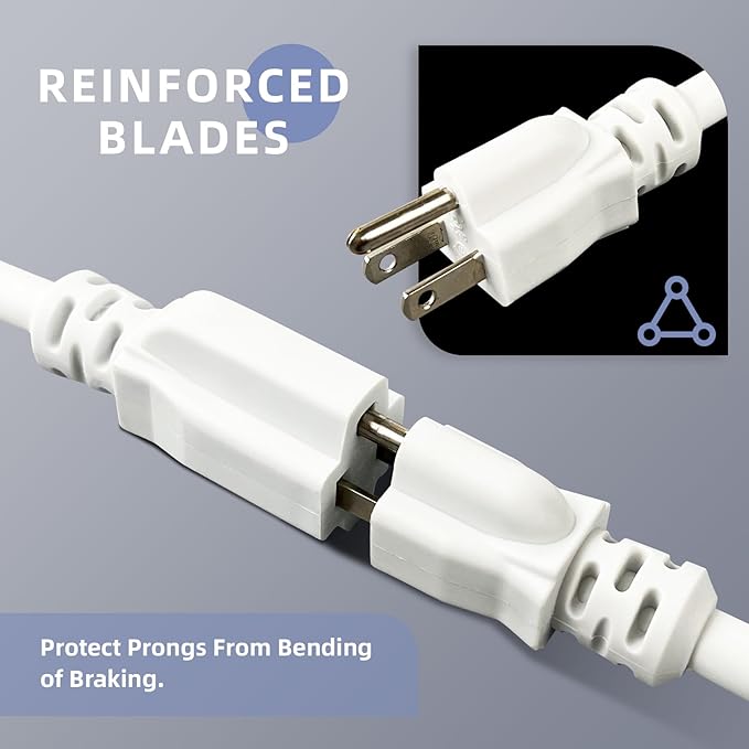 EP 12 Ft Outdoor Extension Cord, 12/3 SJTW Heavy Duty Extension Cable with 3 Prong Grounded Plug, 15 AMP Power Cord for Lawn, Garden, Appliances, White