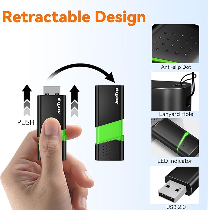 AreTop 32GB Flash Drives 10 Pack Thumb Drives Slide Retractable USB Flash Drives 10 Pack 32GB Memory Sticks for Data Storage Jump Drives Multipack (Mixed Color:Yellow,Red,Blue,Green,Purple)