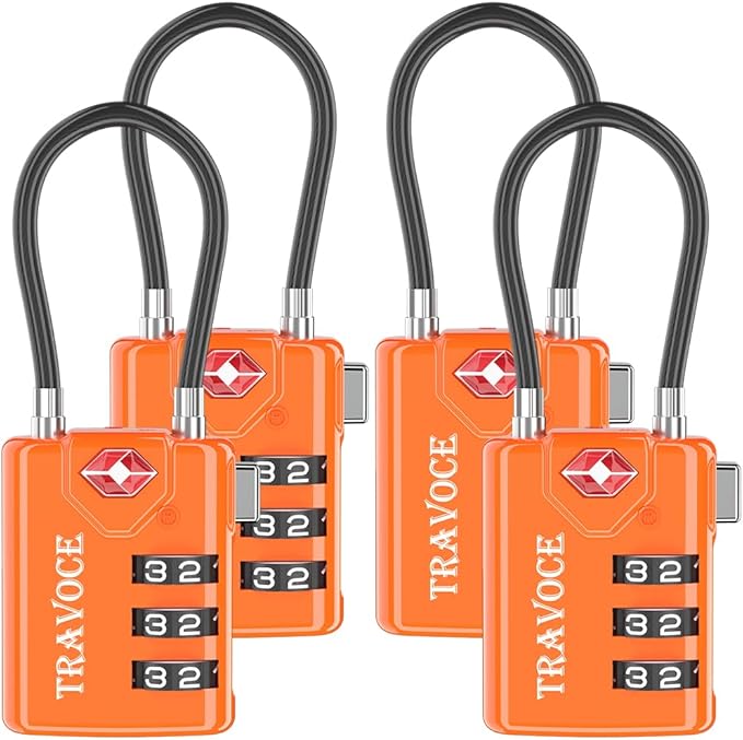 TSA Approved Luggage Locks, Travel Locks Which Also Work Great as Gym Locks, Toolbox Lock, Backpack and More, Orange 4 Pack