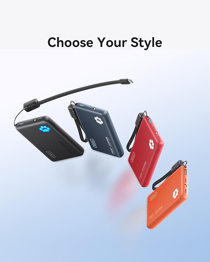 INIU Portable Charger, Ultra Slim 10000mAh 45W PD Power Bank, Fast Charging Mini Battery Pack, Travel Trip Family Essentials Powerbank for College Students Travelers Teen Boys Girls, Red