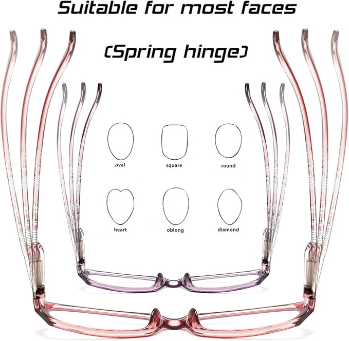 Reading Glasses Womens Blue Light Blocking - 2 Pairs Ladies Computer Readers +1.25 Lightweight Quality Colorful Eyeglass