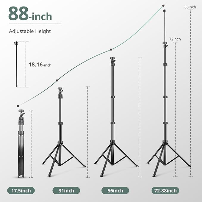 Sensyne 88" Phone Tripod, Selfie Stick Tripod with 14.95" Flexible Gooseneck, Overhead Cell Phone Stand for Video Recording, Photography, Compatible with Phone, Camera