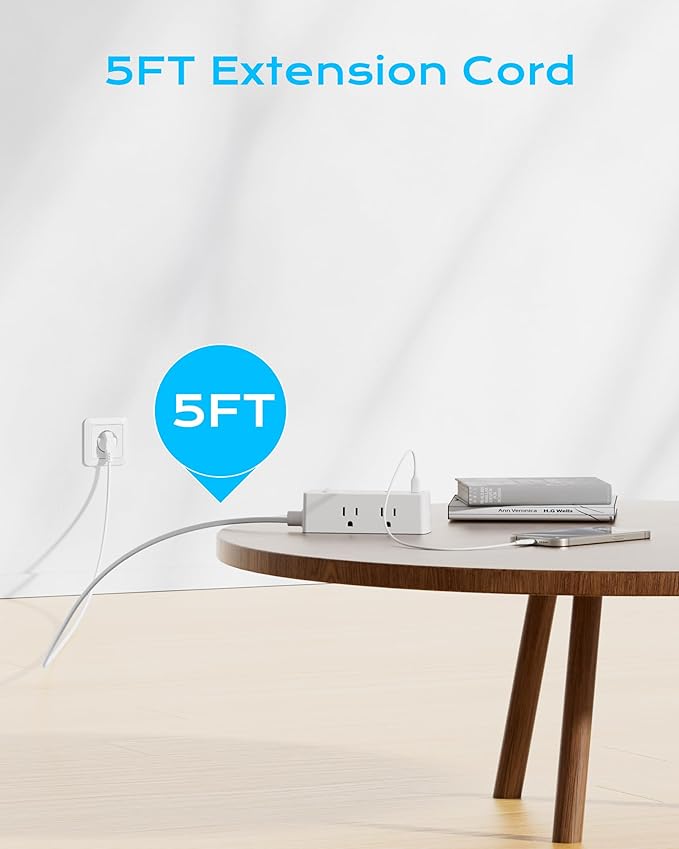 European Travel Plug Adapter, Olcorife US to Europe Type E/F Plug Adapter, International Power Strip with 6 Outlets and 3 USB(1 USB-C), 5 FT Cord for Germany France Iceland Spain