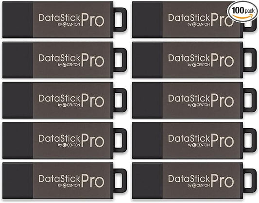 4GB DataStick Pro by Centon, 100 Pack, USB 2.0 Flash Drive Memory Stick for Storage and Backup