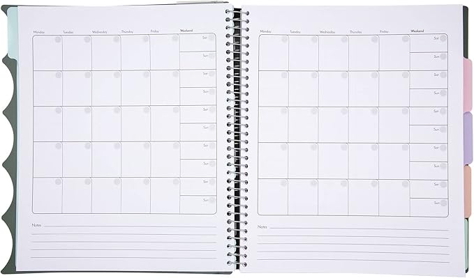 Mintra Office Durable PREMIUM Spiral Notebook (Green Olive, 5 Subject (8.5in x 11in))