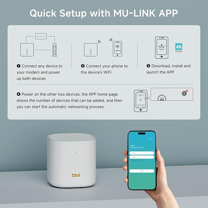 DBIT AX3000 WiFi 6 Mesh Wi-Fi System | 4,500 Sq Ft Coverage & 150 Devices | Dual-Band, Seamless Roaming, Parental Controls | Replaces Wireless Router and Extender | 2 Gigabit Ports Per Unit (2-Pack)