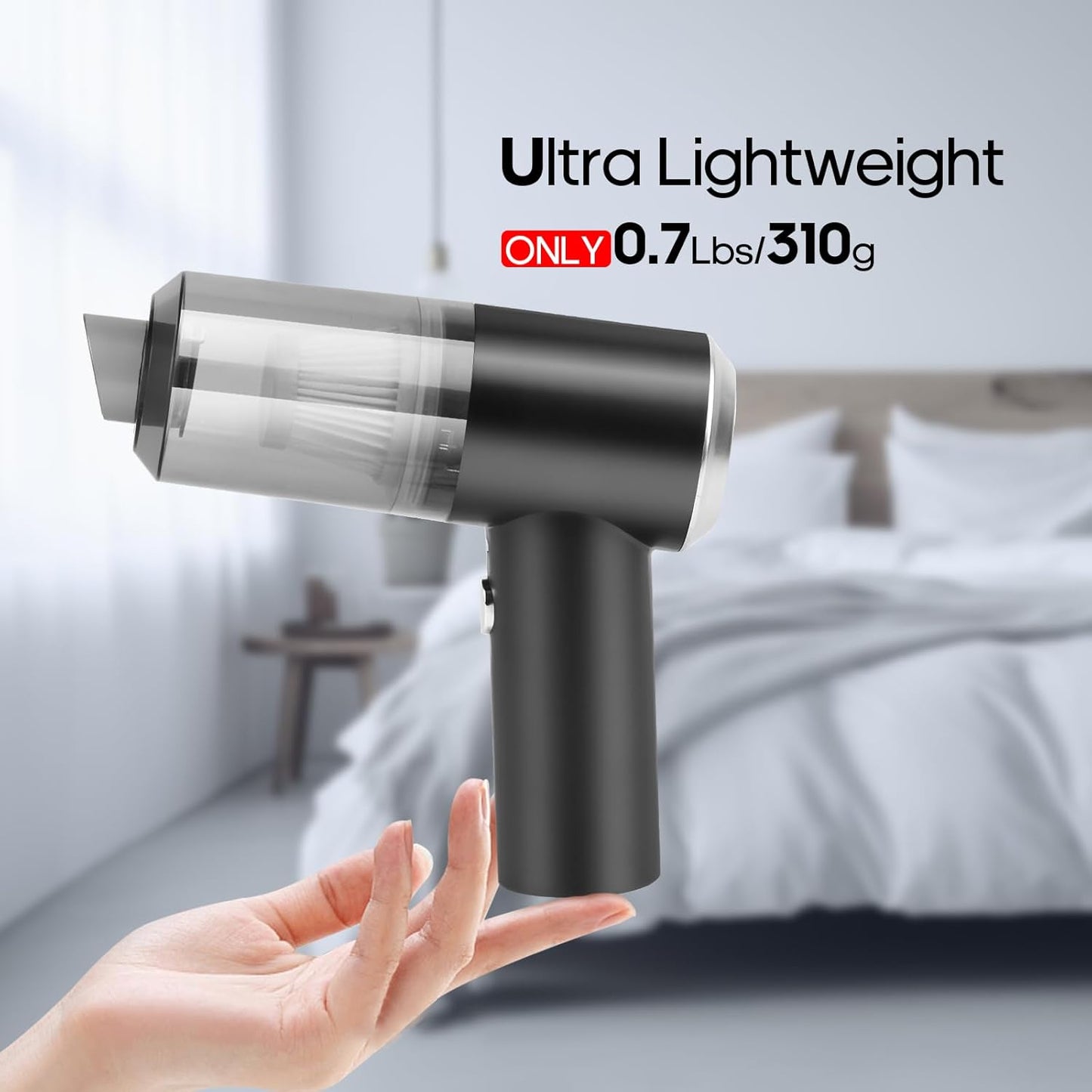 Mini Portable Vacuum Cleaner, Keyboard Wireless Handheld Vacuum with Brush Motor 4500PA High Power and TypeC, for Car,Office and Home Cleaning /V01/Black