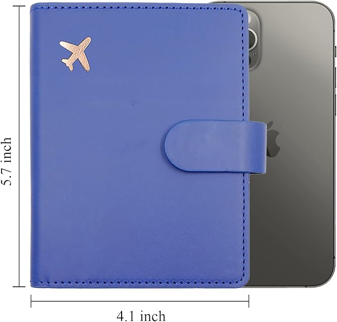 Deziliao Passport Wallet, Blue, Unisex, Faux Leather, Waterproof, Rfid Blocking, Slim, Lightweight, 20 Inch