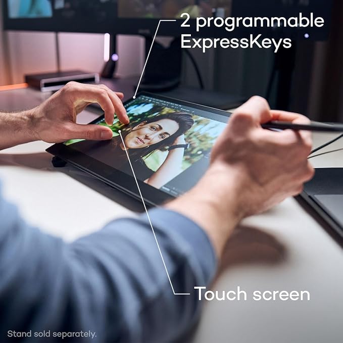 Wacom Movink Drawing Tablet with Screen, 13.3" OLED Touchscreen Portable Graphic Art Tablet w/Pro Pen 3, 10-bit Color Display for Mac, PC, Chromebook & Android