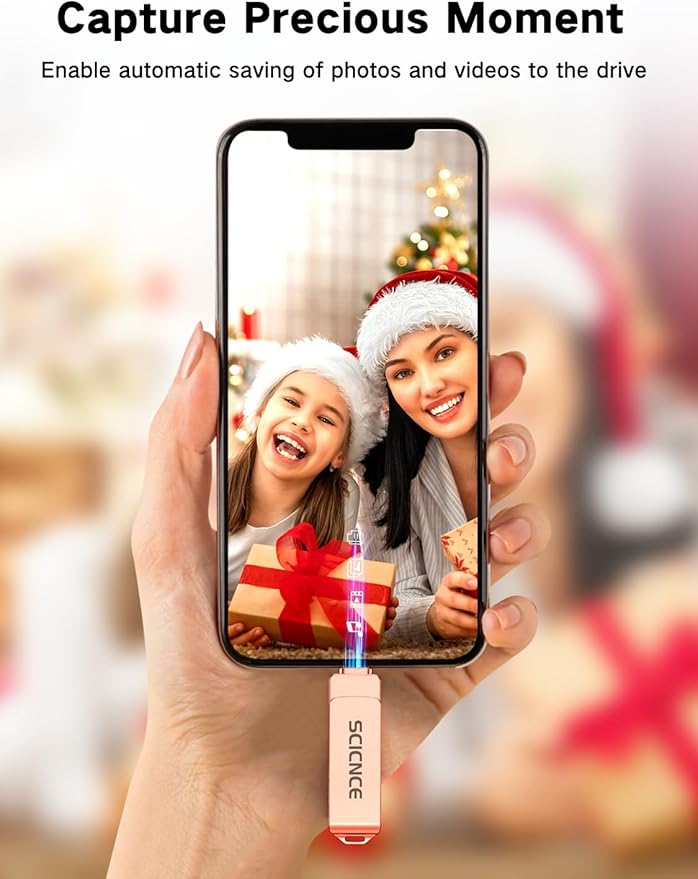 SCICNCE 512GB Flash Drive Intended for iPhone, USB Memory Stick Storage Backup for Photos Videos, Plug and Play No APP Required, Compatible with iPhone iPad Android and Computers (Rose Gold)