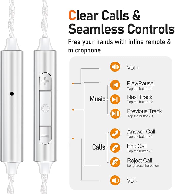 Vibes 202ML Wired Earbuds - HiFi in Ear Headphones - Noise-Isolating Ear Buds w/ Mic - Clear Sound, Deep Bass, Comfort-Fit Earphones - MMCX–Lightning for iPhone 5–14, Silver Plated Cord, Carrying Case