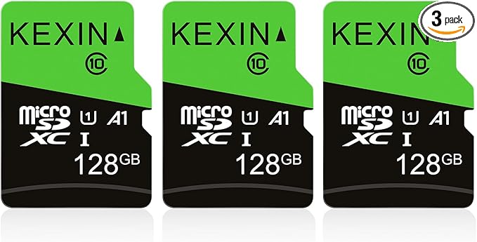 KEXIN 128GB Micro SD Card 3 Pack - Full HD High Speed microSDXC+ SD Adapter UHS-I C10 U1 TF Card for Tablet Action Camera Dash Cam Drone Game Console, 128 G 3 Pack