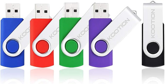 Kootion 5 Pack 4GB USB Flash Drive 4GB Flash Drive Thumb Drive Memory Stick Pen Drive(5 Colors: Black Blue Green Purple Red)