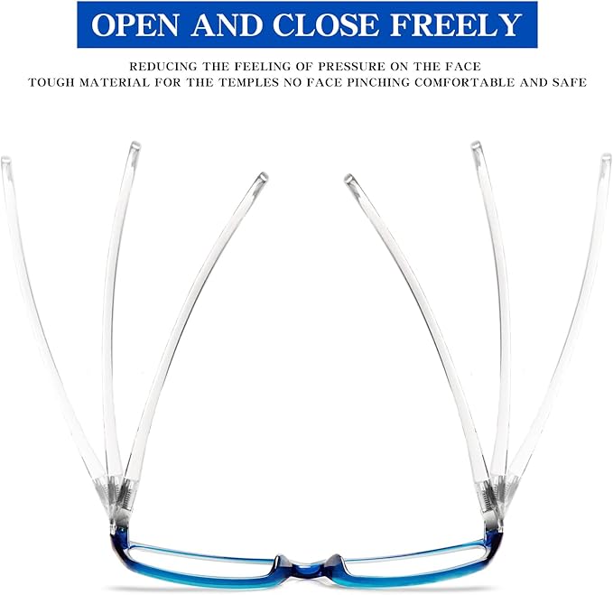 VIDEBLA 5 Pack Computer Reading Glasses Men and Women Anti Eyestrain Blue Light Blocking Glasses for Reading (5 Blue, 1.75)