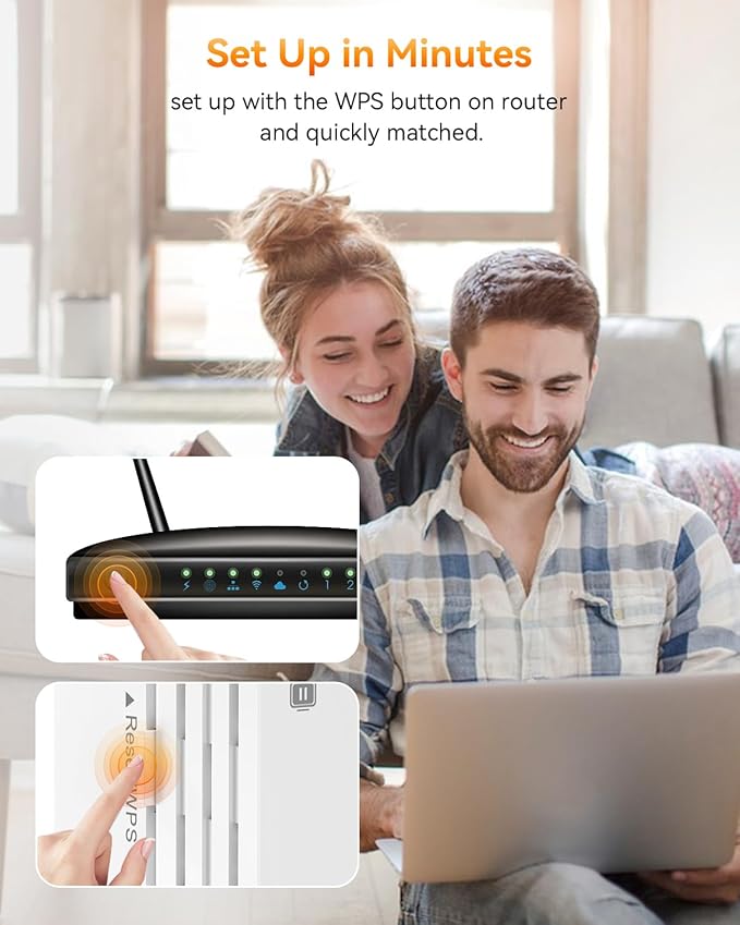 4 - Antenna WiFi Extender Signal Booster, WiFi Extender with 1200Mbps Dual - Band 2.4G&5G, WiFi Booster with 3 Modes & 2 Ethernet Ports, WiFi Repeater with 12880 Sq.ft Coverage 105 Devices