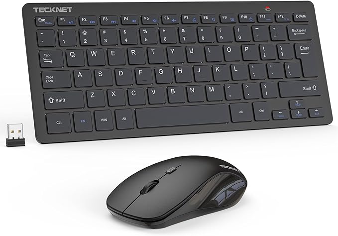 TECKNET Wireless Keyboard and Mouse Combo, Mini Cordless Computer Keyboard and Mouse Set 2.4GHz, Silent Adjustable 1600 DPI, Quiet Click, Lag-Free for Computer, Laptop, PC, Windows, Mac, Chrome OS