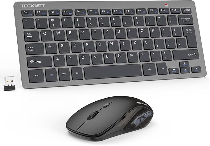 TECKNET Wireless Keyboard and Mouse Combo, Mini Cordless Computer Keyboard and Mouse Set 2.4GHz, Silent Adjustable 1600 DPI, Quiet Click, Lag-Free for Computer, Laptop, PC, Windows, Mac, Chrome OS(GS)