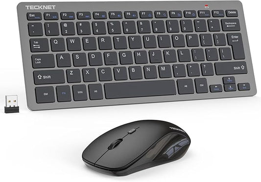 TECKNET Wireless Keyboard and Mouse Combo, Mini Cordless Computer Keyboard and Mouse Set 2.4GHz, Silent Adjustable 1600 DPI, Quiet Click, Lag-Free for Computer, Laptop, PC, Windows, Mac, Chrome OS(GS)