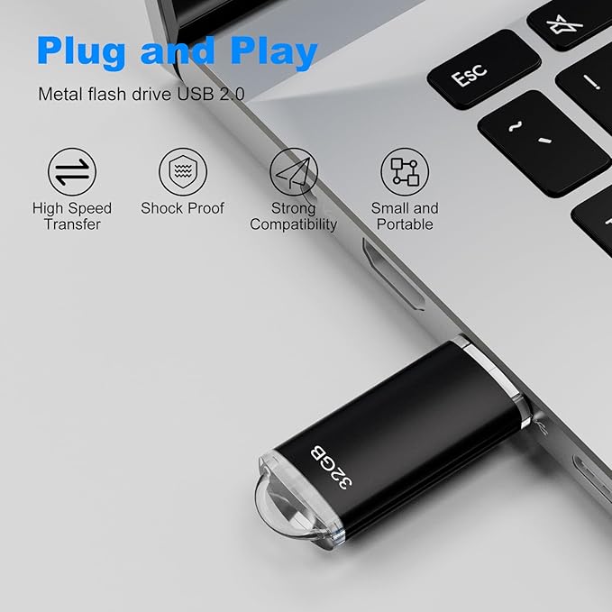 32GB USB 2.0 Flash Drive Thumb Drives Memory Stick Jump Drive Zip Drive, 5 Pack Mixed Colors: Black Blue Green Gold Purple