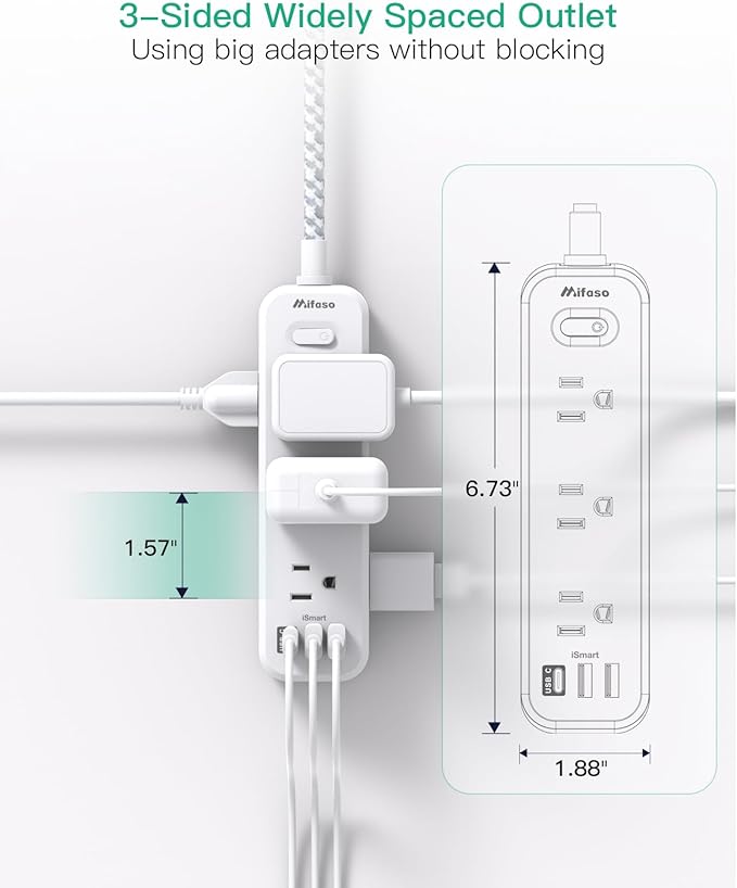Extension Cord 25 ft, Surge Protector Power Strip, Long Extension Cord with 9 Outlets 3 USB Ports, Extension Cord with Multiple Outlets, USB Power Strip for Home, Office, Dorm Room Essentials, College