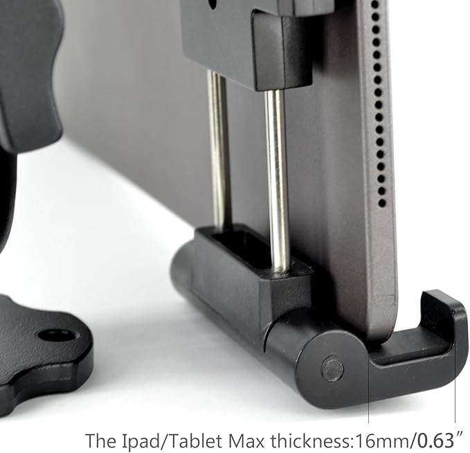 Aluminum Arm Heavy Duty Tablet Mount Drill Base - for 6.5"-12.9" Tablet iPad Pro/Mini, iPad Holder for Truck, Car,Dashboard,Desk,Wall-Swivel with 1 inch/25mm Ball Joint