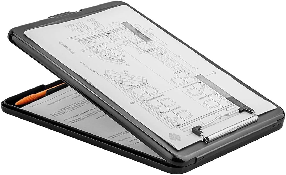 ZCZN Plastic A4 Form Storage Box Case, Clipboard Case, Bulk clipboard Set Suitable for School, Utility, Industrial Office, Medical Personnel, Black, 12 Pack
