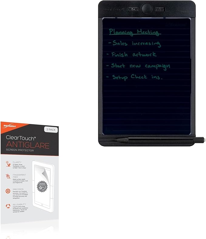 BoxWave Screen Protector Compatible with Boogie Board Blackboard Smart Scan Reusable Notebook - ClearTouch Anti-Glare (2-Pack), Anti-Fingerprint Matte Film Skin
