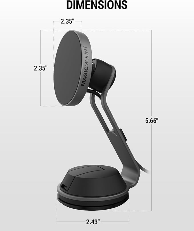 Scosche MagicMount Charge Pro Qi2 Home/Office MagSafe Suction Mount, 15W Fast Wireless Charger Magnetic Cell Phone Holder Compatible with iPhone 16/15/14/13/12 Pro Max Plus and Samsung Galaxy S25