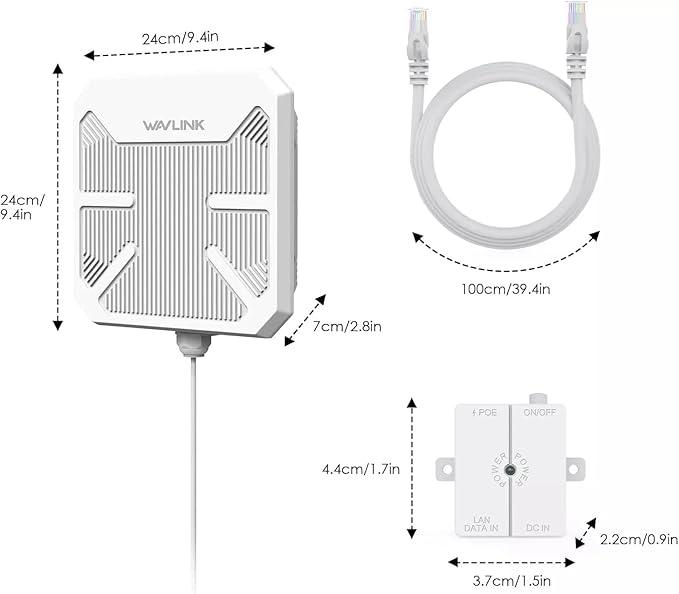WAVLINK AX3000 Outdoor WiFi 6 Extender, Dual Band Long Range WiFi Repeater/Wireless Access Point/Router with PoE/ 3KM PtP Transmission, IP67 Waterproof, Supports Up to 256 Devices for Camping, Farm