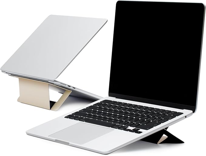 MOFT Laptop Stand for Desk, Adhesive Airflow Laptop Cooling Stand for Heat Dissipation with 2 Adjustable Viewing Angles,Foldable&Portable Computer Stand Compatible with Laptops 11"-16",Earthen Beige
