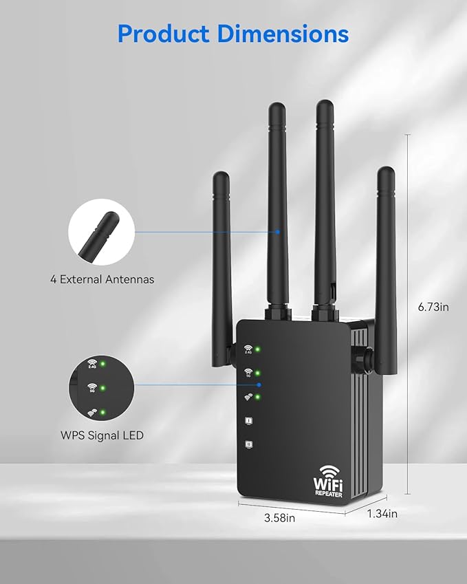WiFi Extender Signal Booster for Home, WiFi Extender, Long Range up to 12880 Sq Ft and 105 Devices, Internet Extender WiFi Booster, WiFi Repeater with Ethernet Port, Signal Booster(Black)