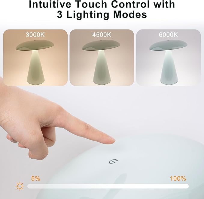 Elegant & Modern “Magnetic Cordless LED Table Lamp – Portable Touch-Dimmable Bedside Light for Bedroom, Living Room & Small Spaces (Light Gree)”