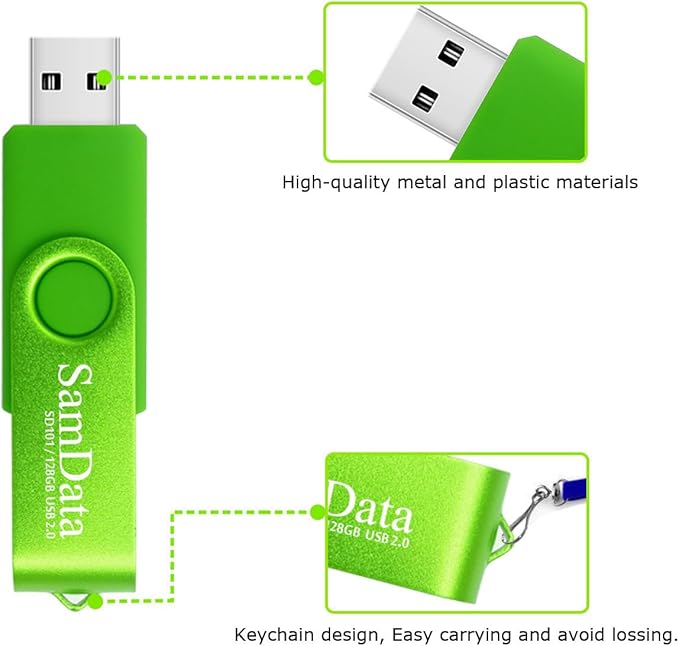 128GB USB Flash Drives 1 Pack 128GB Thumb Drives Memory Stick Jump Drive with LED Light for Storage and Backup (1 Pack Green)