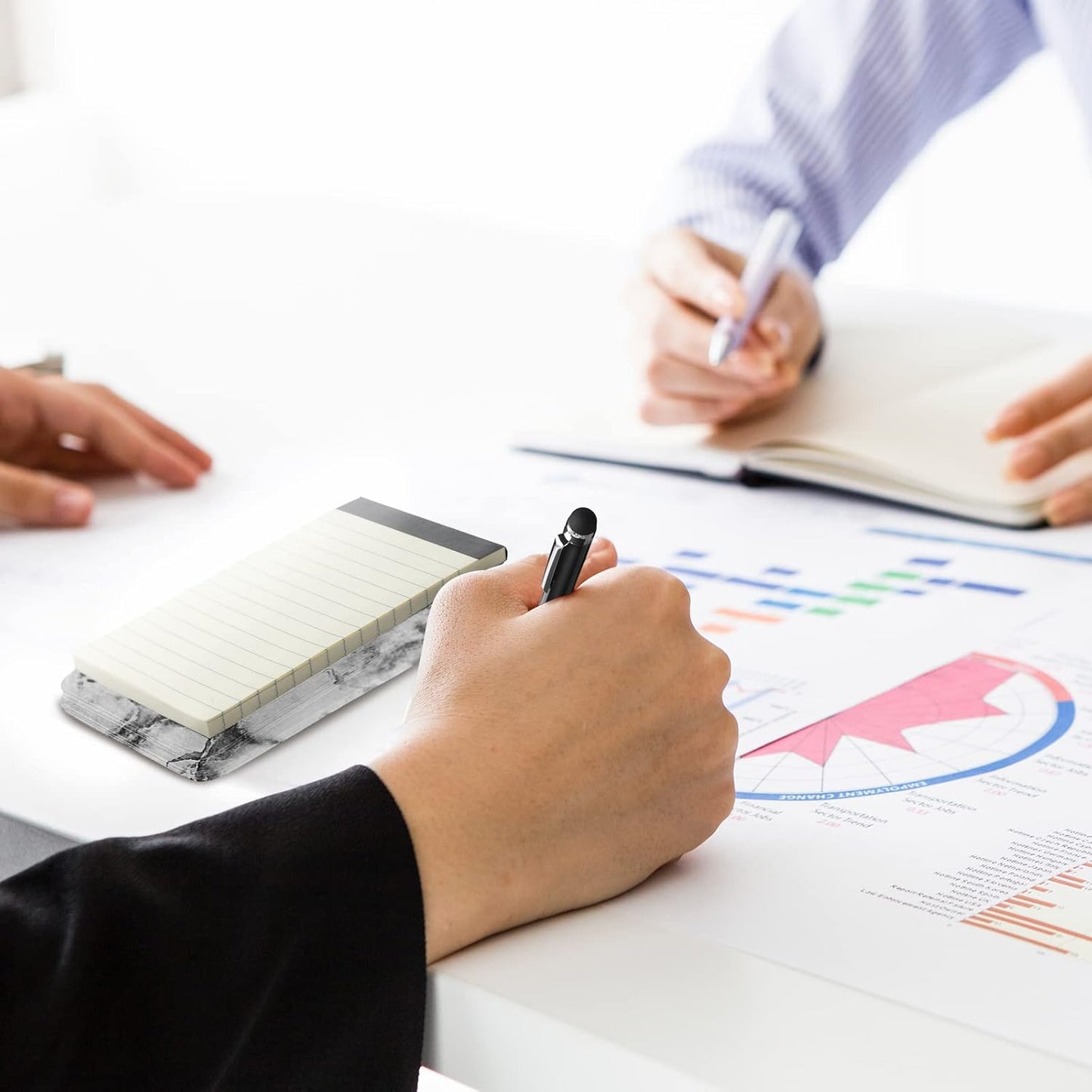 Outus 10 Pcs Pocket Notebook with Pen Set Included Mini Pocket Notepad Holder with 50 Lined Sheets, Metal Pen, 8 Pcs 3 x 5 Inch Memo Book Refills, 30 Lined Paper Per Note Pad (Marble Color)