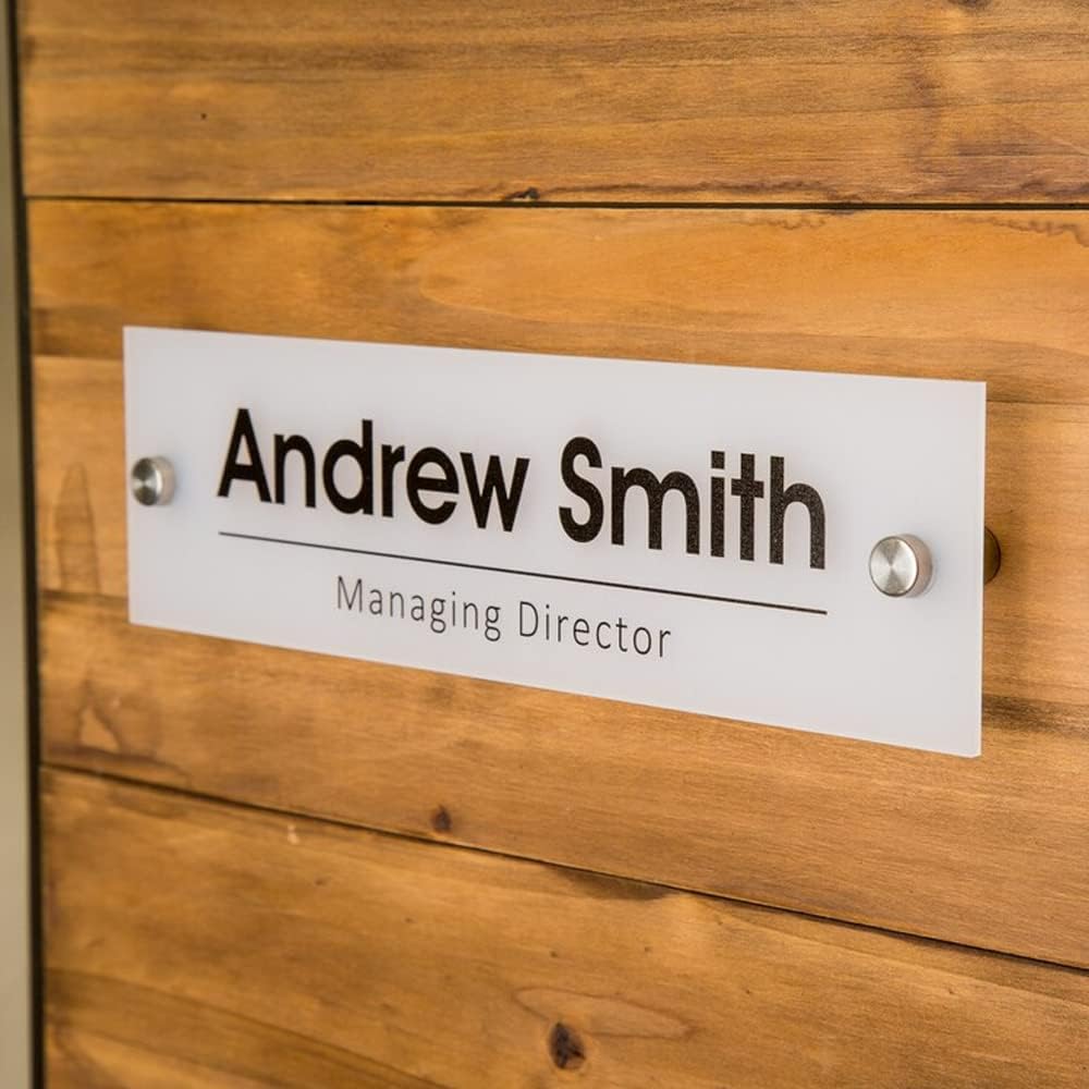 Personalized Office Door Sign, Custom Acrylic Name Plate with Name and Job Title, Professional Wall Mounted Plaque for Business, Desk, Meeting Room, Manager, Director, Reception or Office Decoration