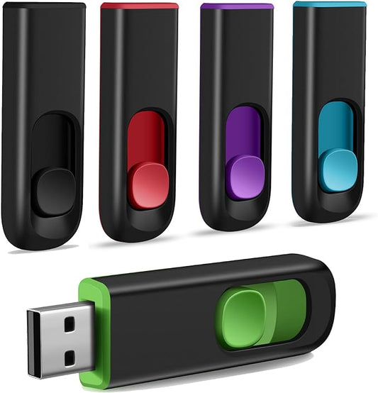 5 Pack 32GB USB Flash Drive, USB 2.0 Memory Stick Thumb Drive Pen Drives Jump Drive for Data Storage Multiple Color