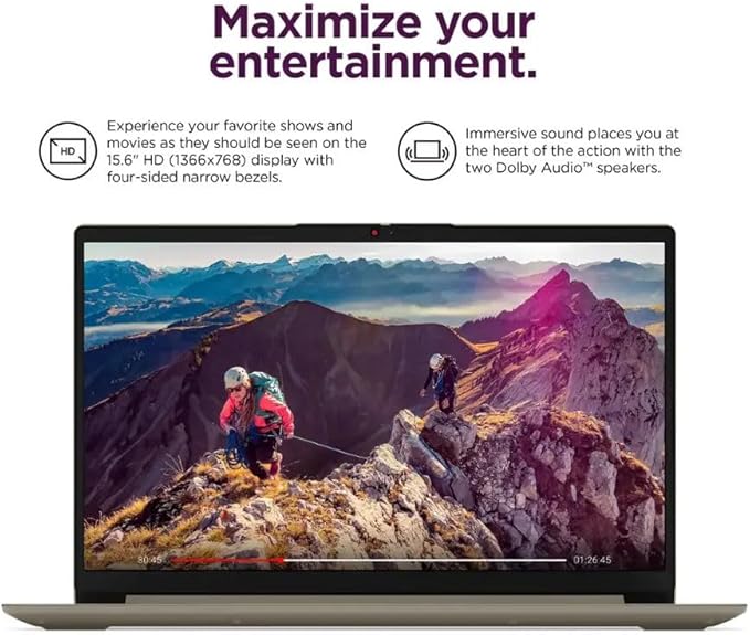 Lenovo 15.6" HD IdeaPad Anti-glare Coating + 1 Year Microsoft 365, 36GB RAM, 1.1TB SSD, Windows 11 Home, Up to 9.5 Hours Battery Life, Intel Processor, WiFi 6, HDMI, USB-C, SD Card Reader, w/WOWPC USB