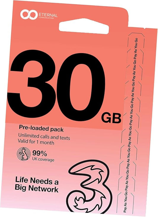 Prepaid Travel Sim Card with 30GB of 5G Data for use in 70+ Countries Worldwide + Unlimited Calls & SMS in EU + Tethering + Unlimited Bonus Data in UK (Valid 30 Days)